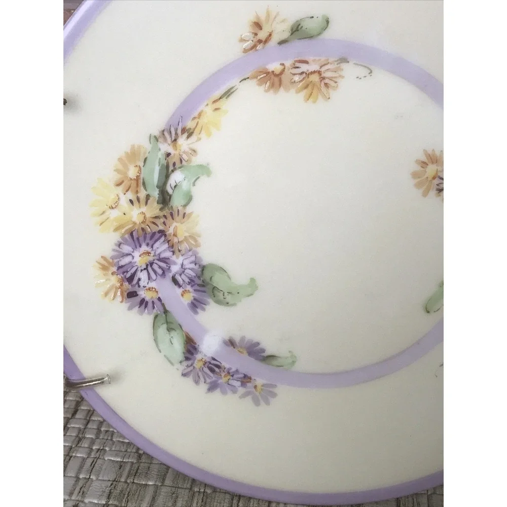 Vintage Limoges France‎ Floral Decorative Plate Wall Hanging Lavender Trim